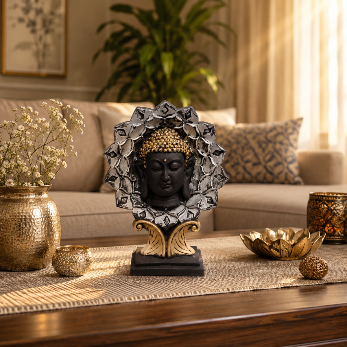 BEH-BLOOM BUDDHA- Decorative Buddha Showpiece for Home, Table, Office & Shelf Decor