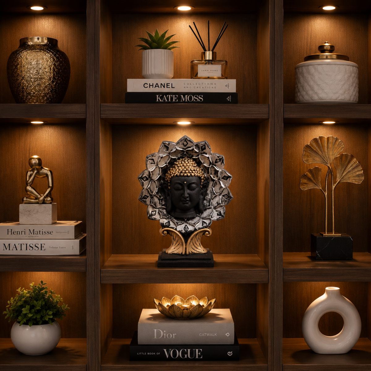 BEH-BLOOM BUDDHA- Decorative Buddha Showpiece for Home, Table, Office & Shelf Decor