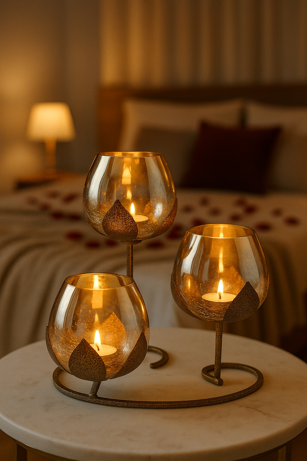 BEH 3pc Glass Candle Holder| Tealight holder for Table Decoration| Beautiful Centerpiece| Versatile Home Decor| Ideal Gifting Choice