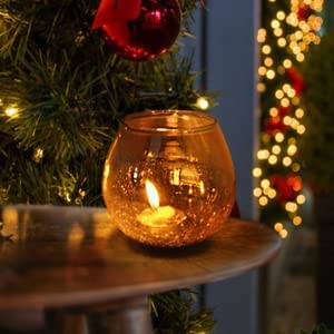 BEH- Gold Crackle Glass Tea Light Holder