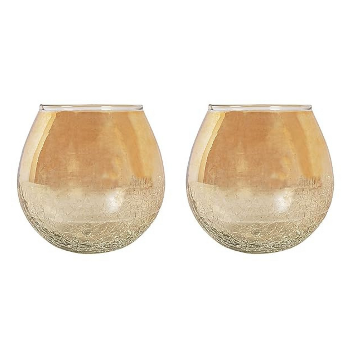 BEH- Gold Crackle Glass Tea Light Holder