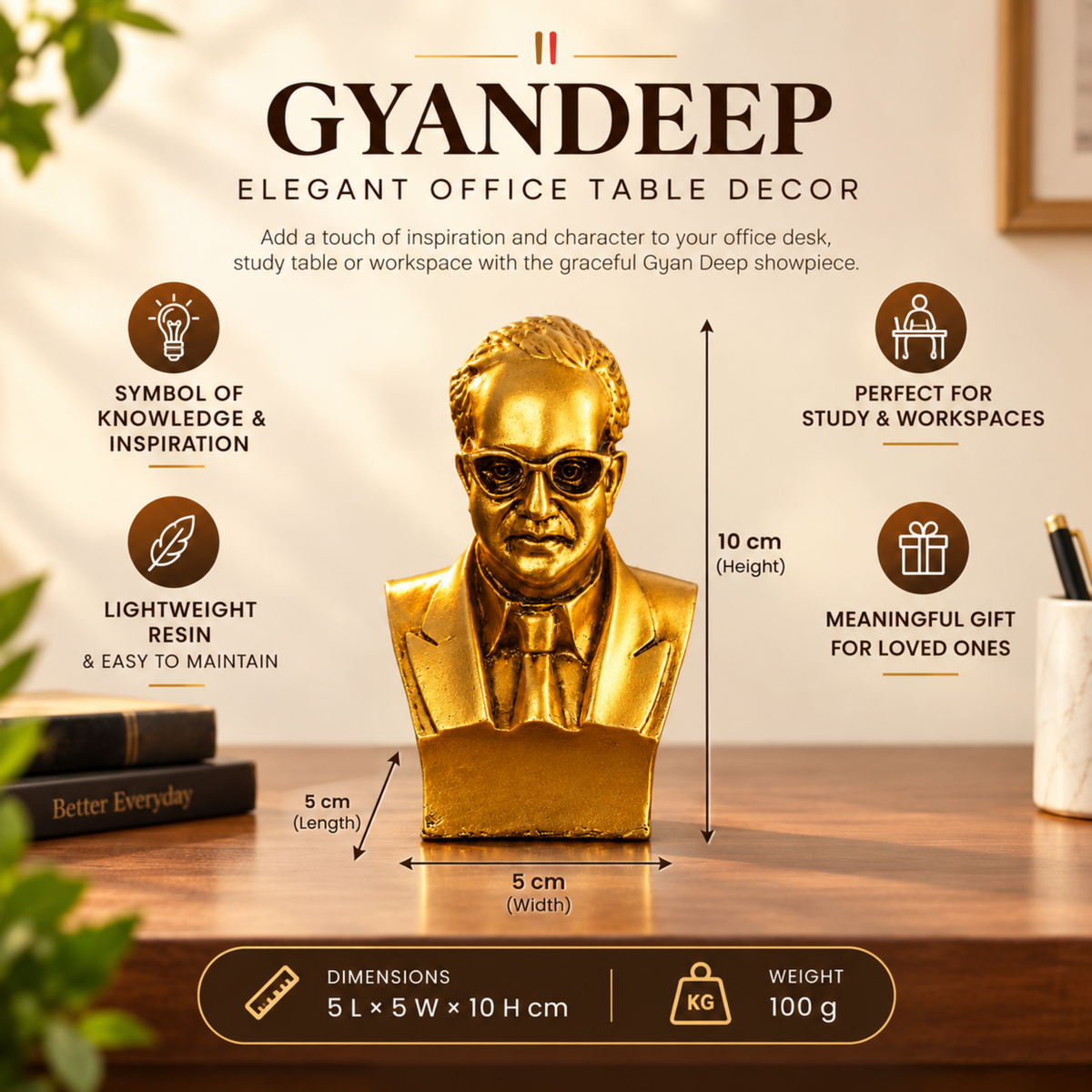 GYANDEEP- Dr. BR Ambedkar Idol for Car Dashboard, Table & Shelf.