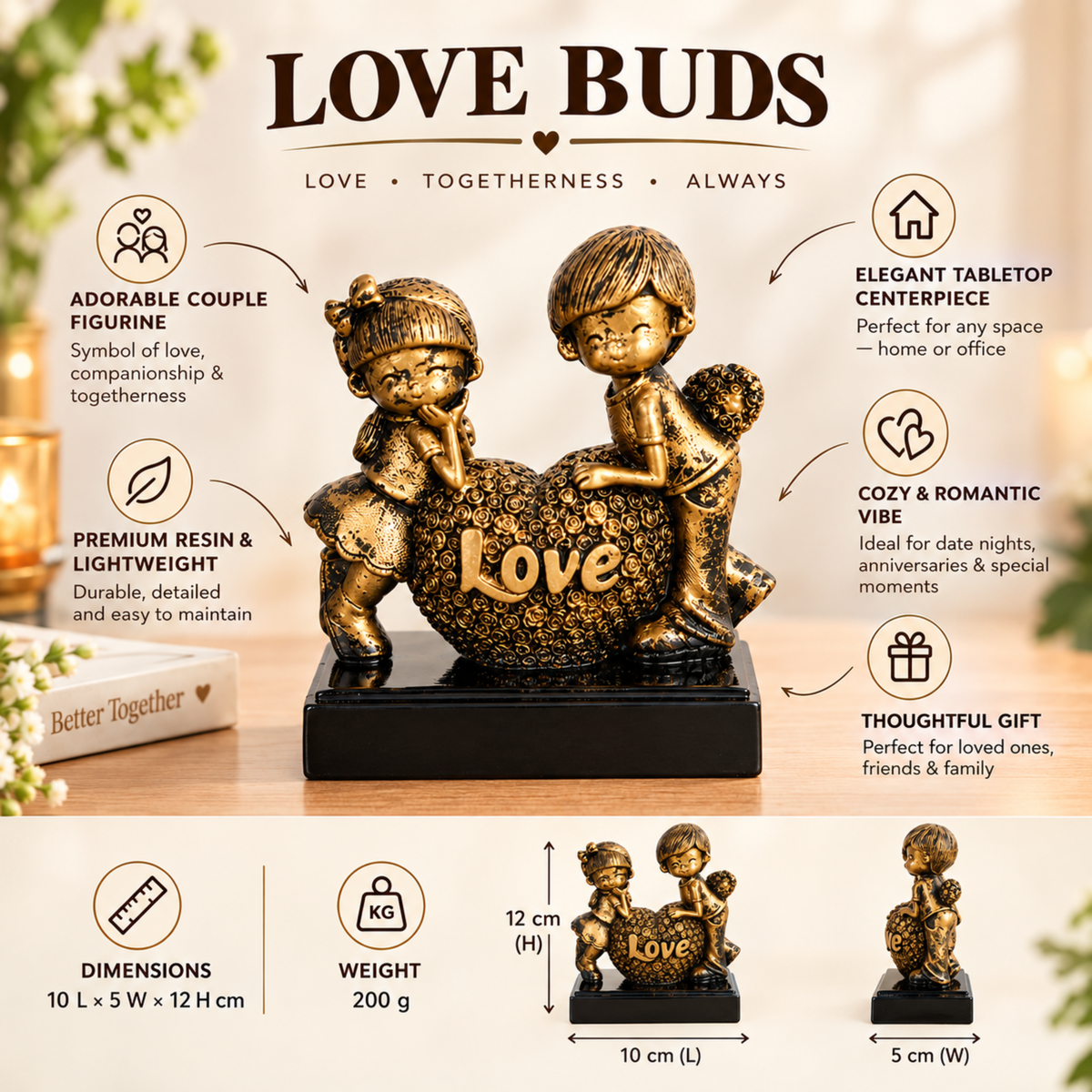 LOVE ANGELS- Romantic Couple Showpiece for Home Décor