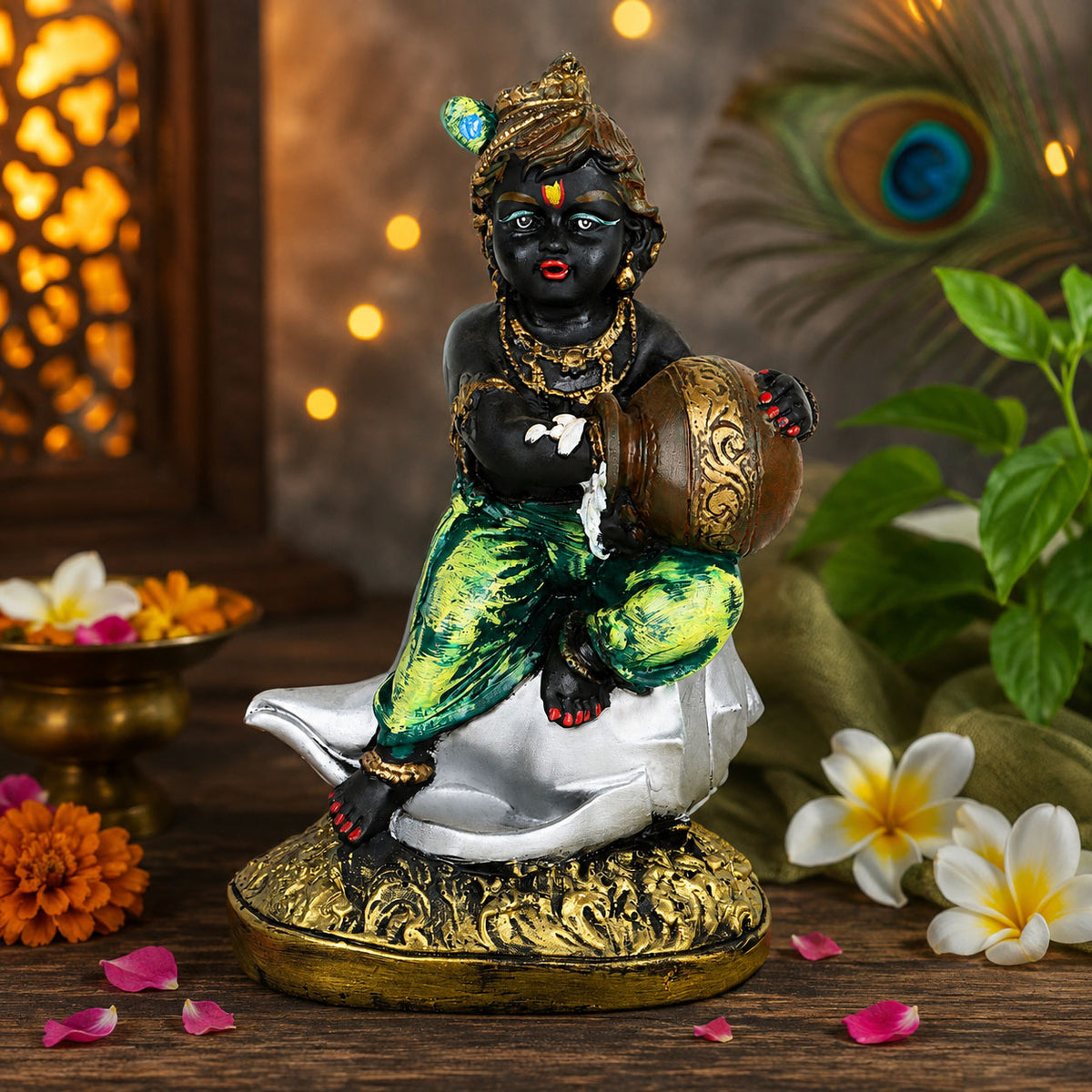 Natkhat Kanha– Decorative Krishna Idol Showpiece for Living Space, Mandir & Gifting