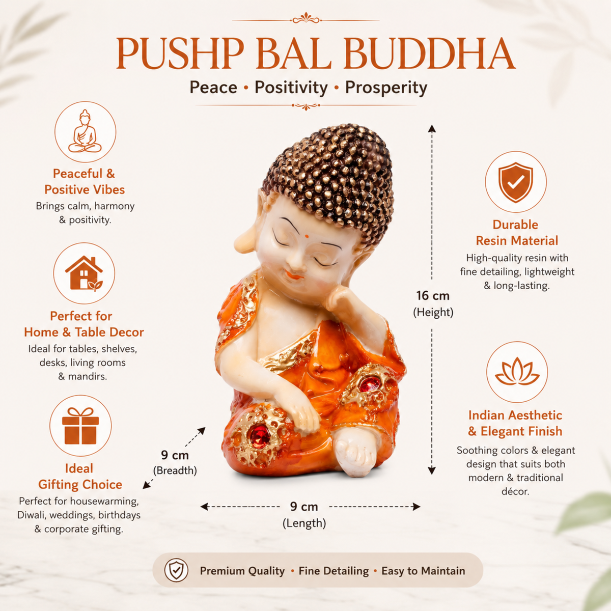 BEH-Pushp Bal Buddha- Peaceful Baby Buddha Idols