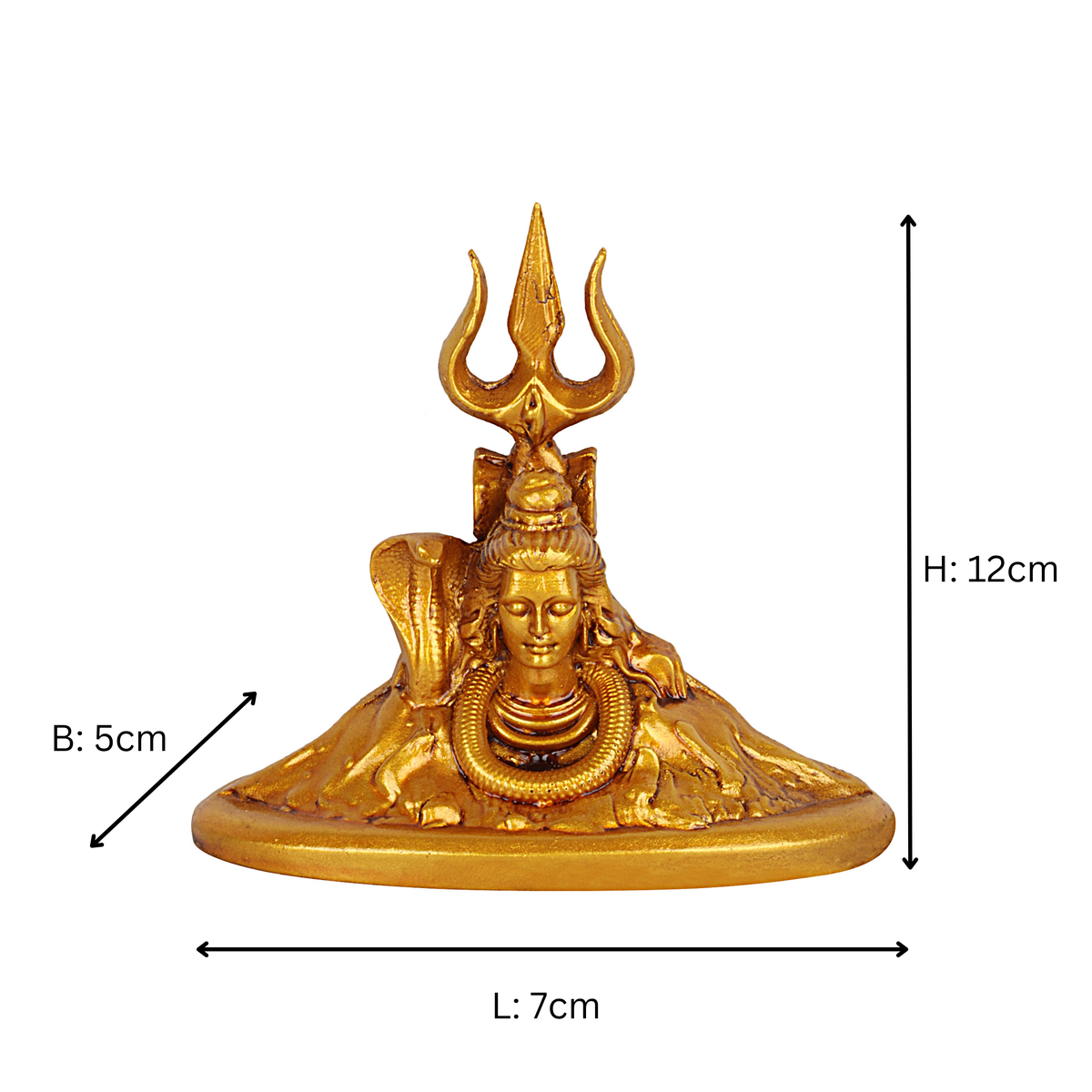 RUDRA- Gold Mahadev Idol for Car Dashboard, Table, Mandir & Shelf.