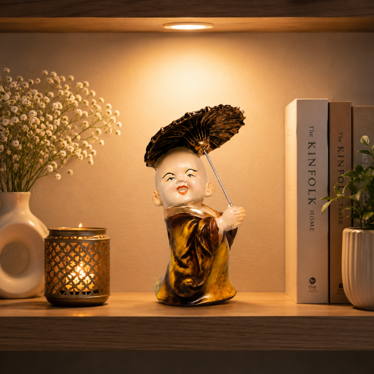 BEH- CHHAYA BAL MONK- Playful Happy Baby Monk Idols for Table & Shelf Decor