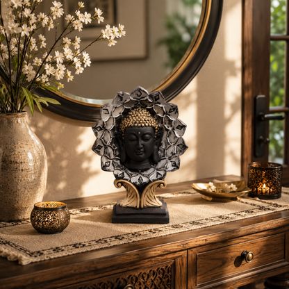 BEH-BLOOM BUDDHA- Decorative Buddha Showpiece for Home, Table, Office & Shelf Decor