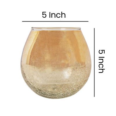 BEH- Gold Crackle Glass Tea Light Holder