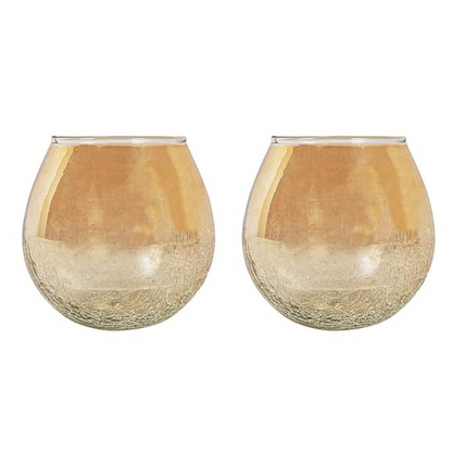 BEH- Gold Crackle Glass Tea Light Holder