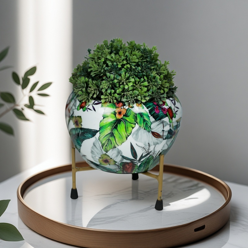 BEH- Green Leaf-Tabletop Planter with Stand for Indoor Plants