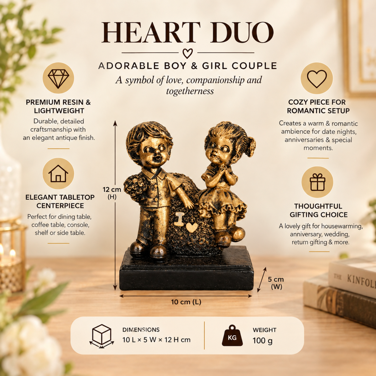 LOVE ANGELS- Romantic Couple Showpiece for Home Décor