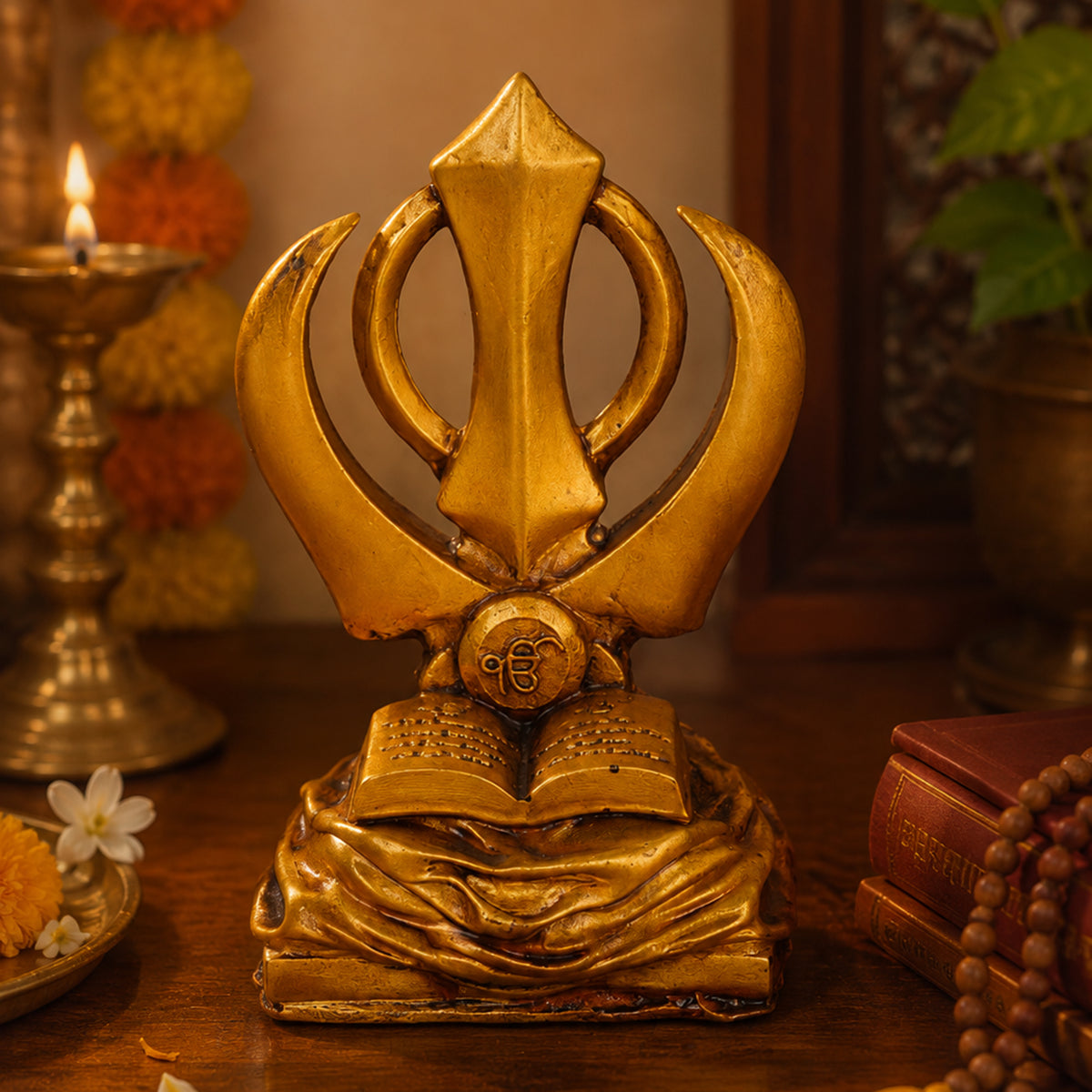 IK ROOH- Gold Ek Omkar Symbol for Car Dashboard, Table & Shelf.