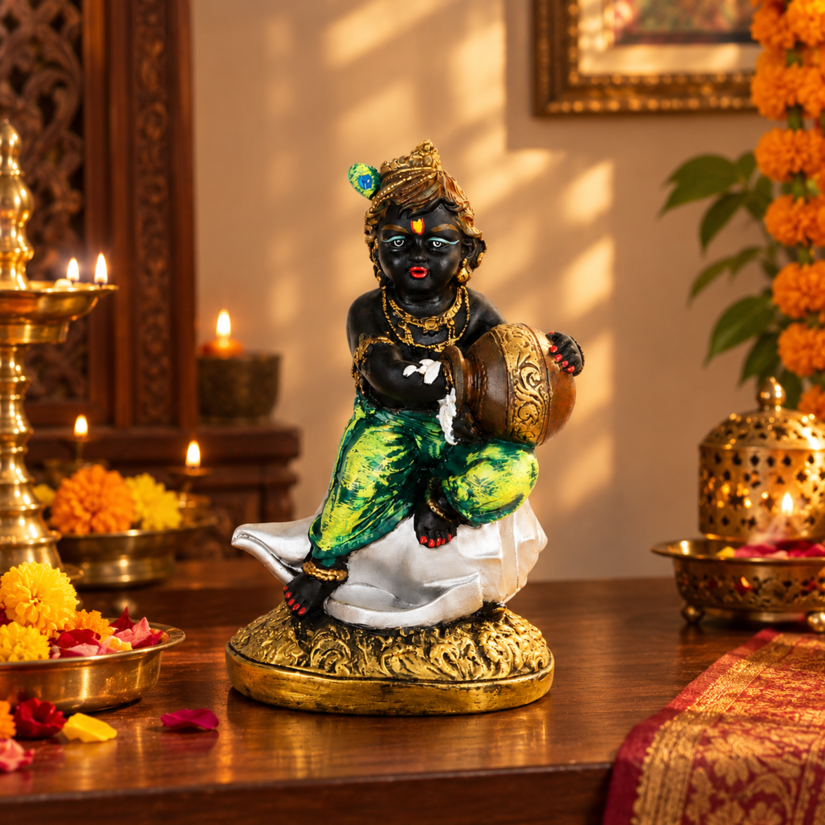 Natkhat Kanha– Decorative Krishna Idol Showpiece for Living Space, Mandir & Gifting