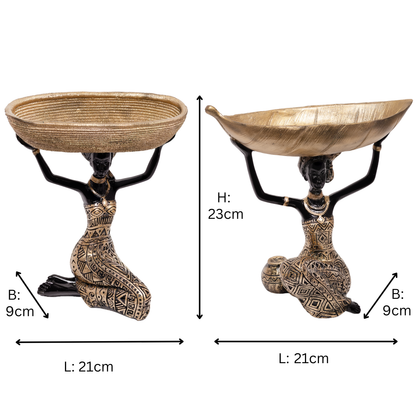 BEH-AURA TRAY LADY (Pack of 2)| Handcrafted Figurine with Tray