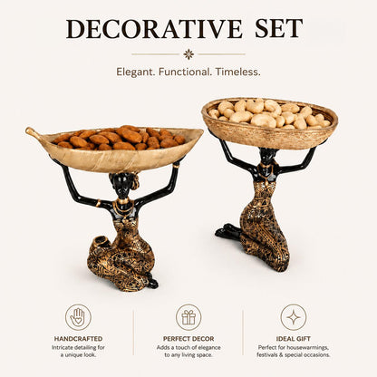 BEH-AURA TRAY LADY (Pack of 2)| Handcrafted Figurine with Tray
