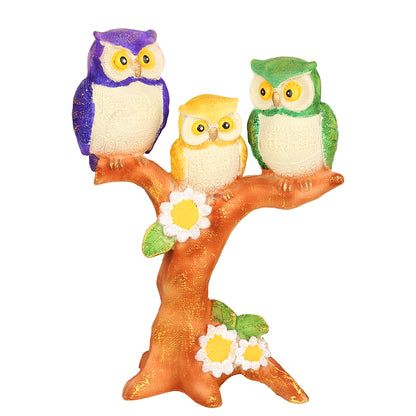 BEH-OWL TREE- Decorative Owl Figurine for Table & Shelf Centerpiece