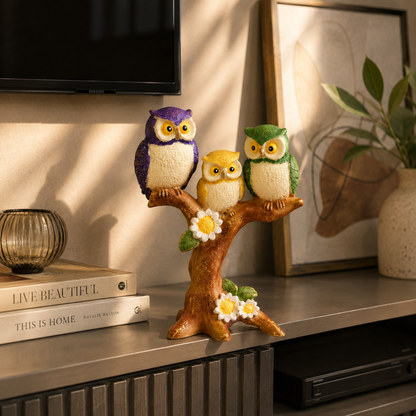 BEH-OWL TREE- Decorative Owl Figurine for Table & Shelf Centerpiece