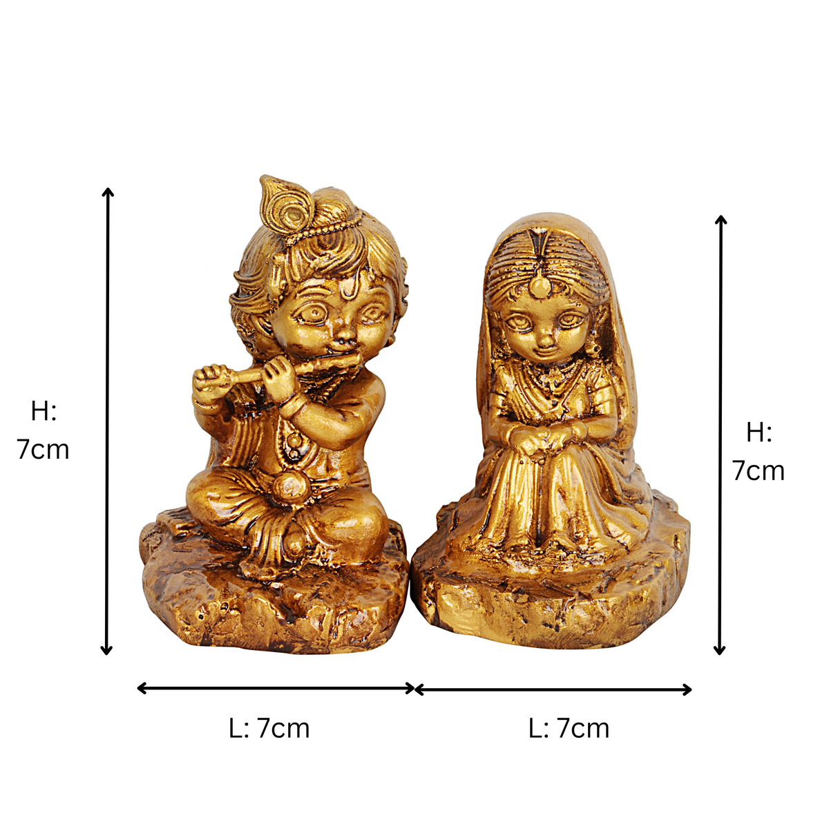PREM RAS- Gold Radha Krishna Idol for Car Dashboard, Table & Shelf.