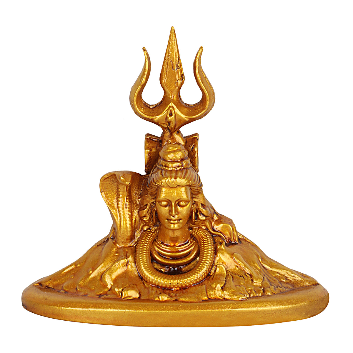 RUDRA- Gold Mahadev Idol for Car Dashboard, Table, Mandir & Shelf.