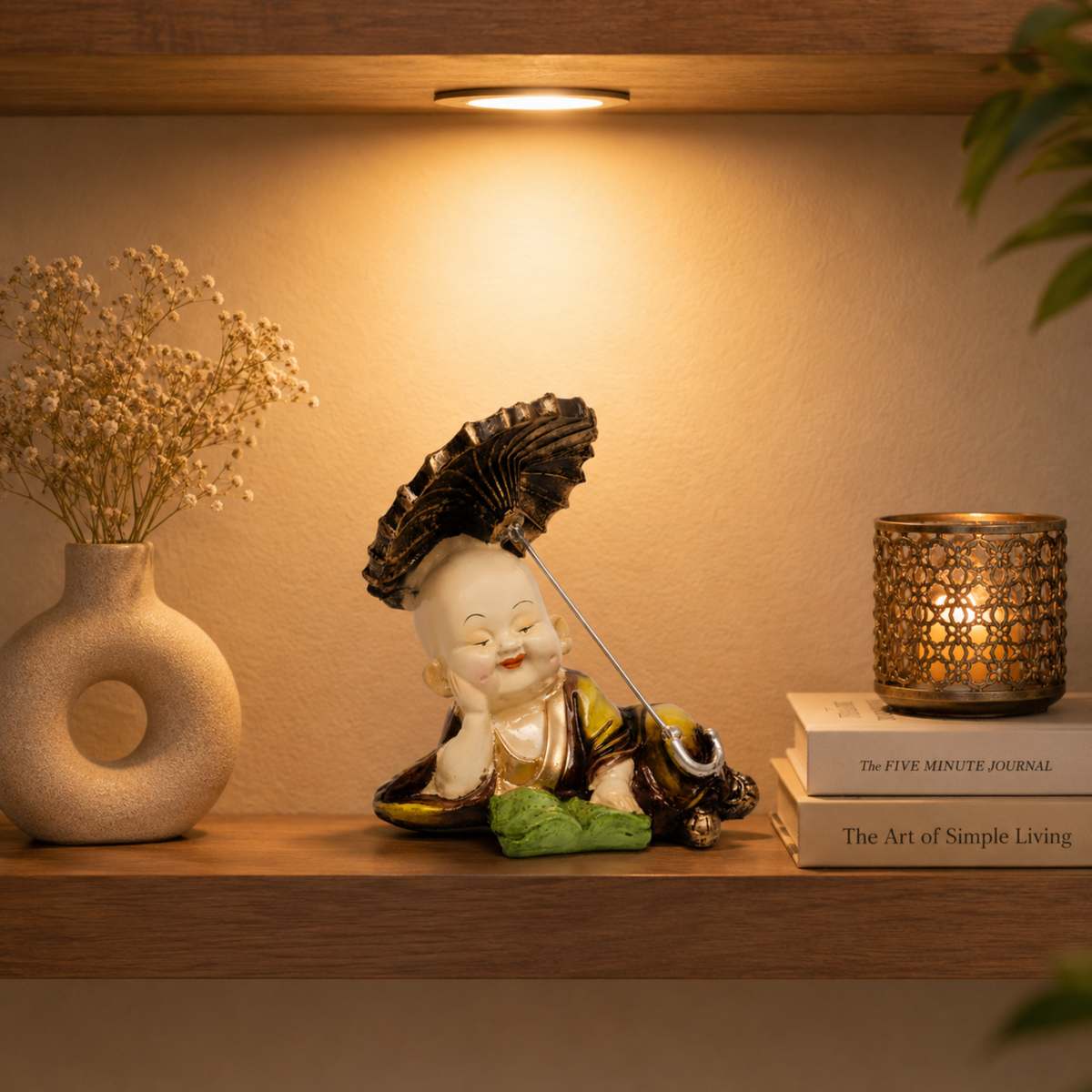 BEH- CHHAYA BAL MONK- Playful Happy Baby Monk Idols for Table & Shelf Decor
