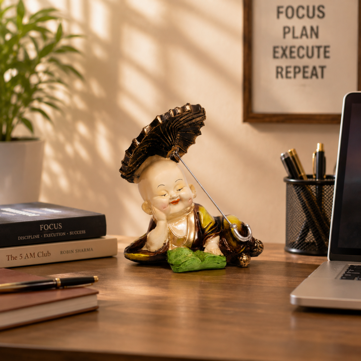 BEH- CHHAYA BAL MONK- Playful Happy Baby Monk Idols for Table & Shelf Decor