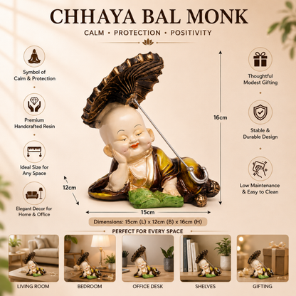 BEH- CHHAYA BAL MONK- Playful Happy Baby Monk Idols for Table & Shelf Decor