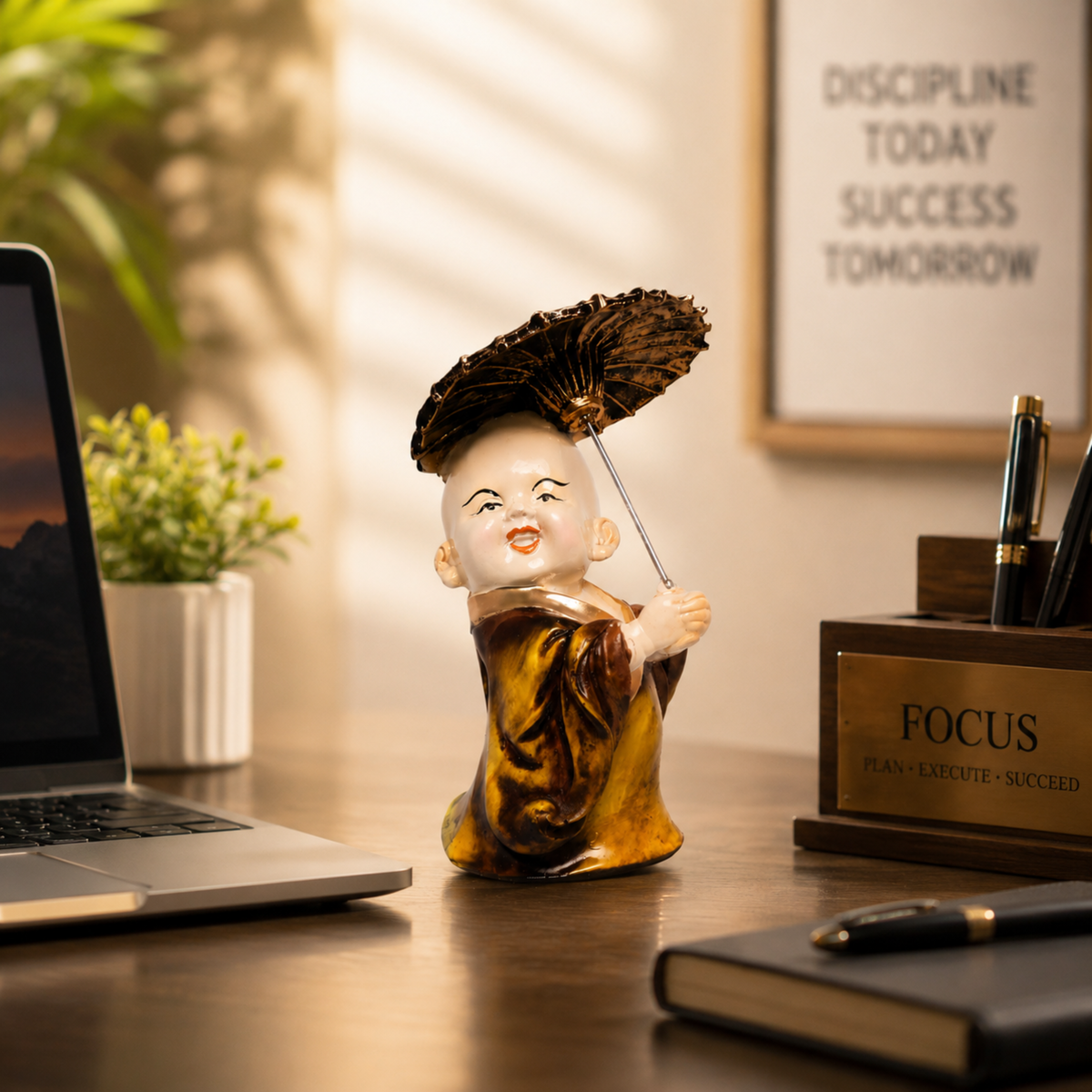BEH- CHHAYA BAL MONK- Playful Happy Baby Monk Idols for Table & Shelf Decor