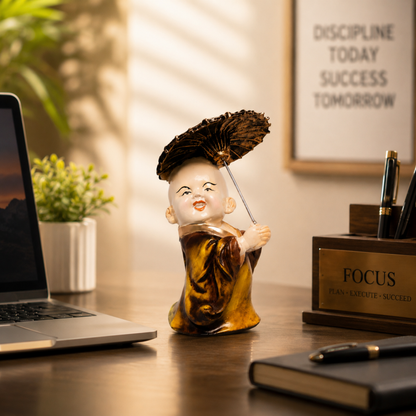 BEH- CHHAYA BAL MONK- Playful Happy Baby Monk Idols for Table & Shelf Decor