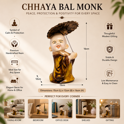 BEH- CHHAYA BAL MONK- Playful Happy Baby Monk Idols for Table & Shelf Decor
