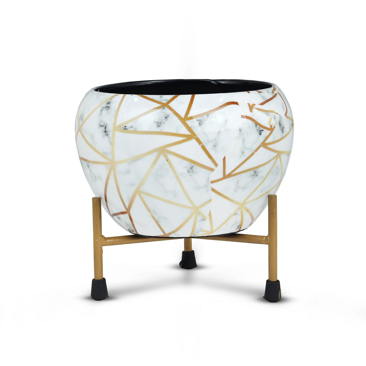 BEH- White Marble-Tabletop Planter with Stand for Indoor Plants