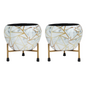 BEH- White Marble-Tabletop Planter with Stand for Indoor Plants